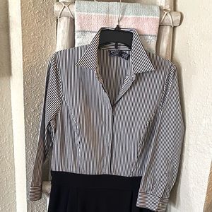 Black striped top medium dress bottom solid black